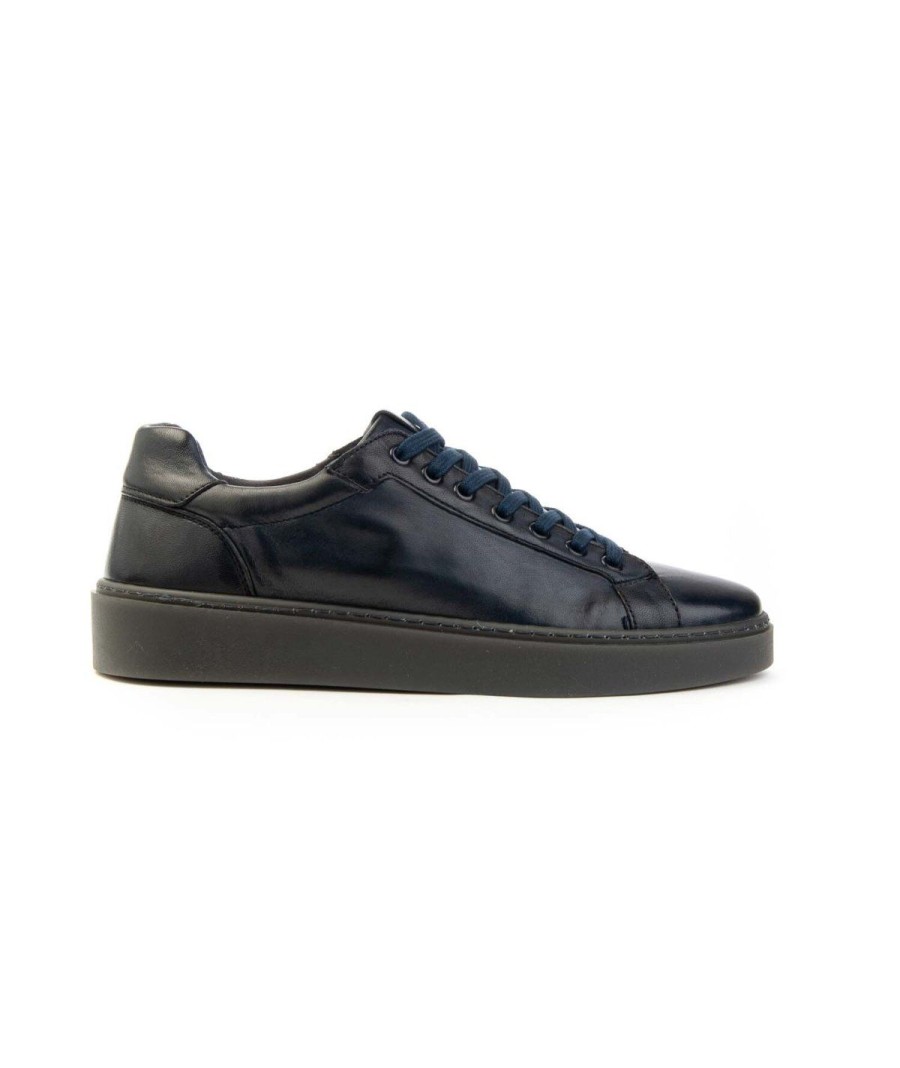 Uomo KEBO | Kebo 1068 Sneakers Lacci Hand Painted Uomo Leone Shoes Frosinone Blu