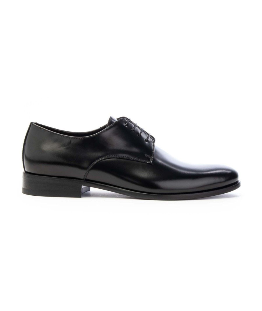 Uomo ROSSI | Rossi 4711 Derby Lacci Fondo Cuoio Man Leone Shoes Nero