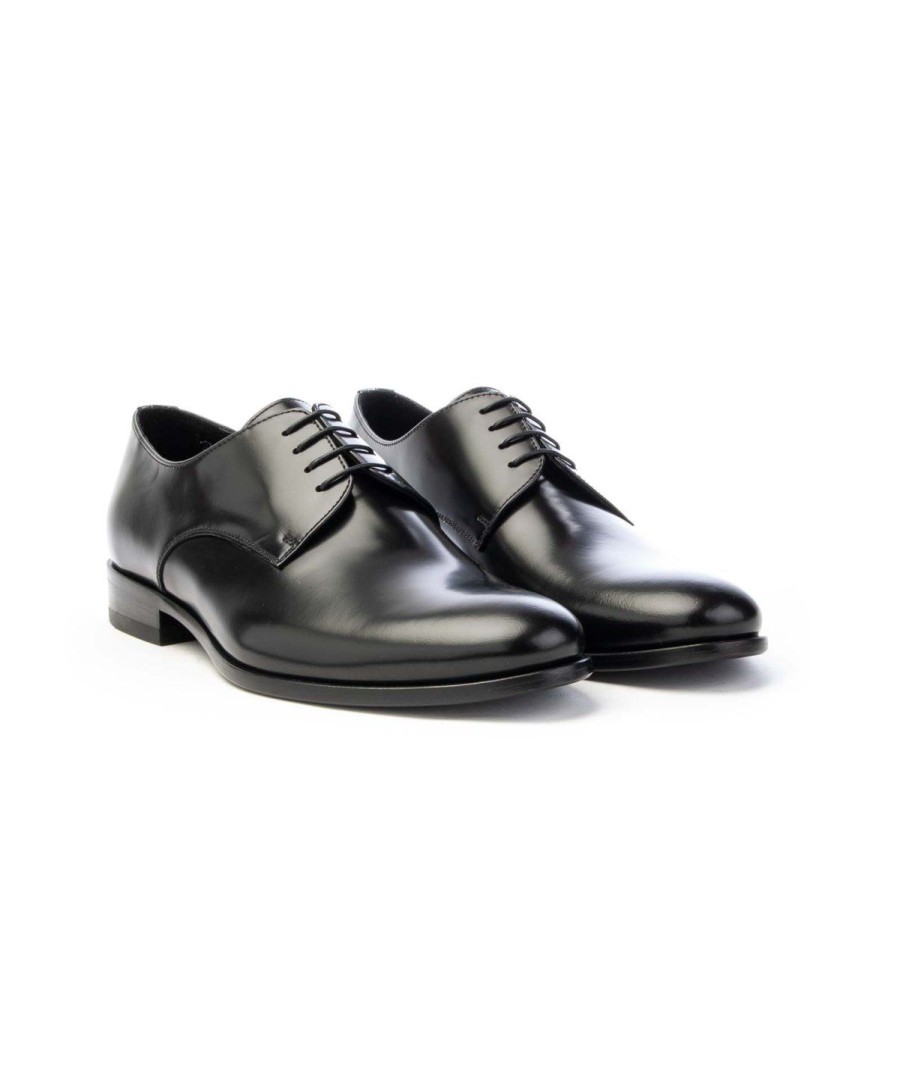 Uomo ROSSI | Rossi 4711 Derby Lacci Fondo Cuoio Man Leone Shoes Nero