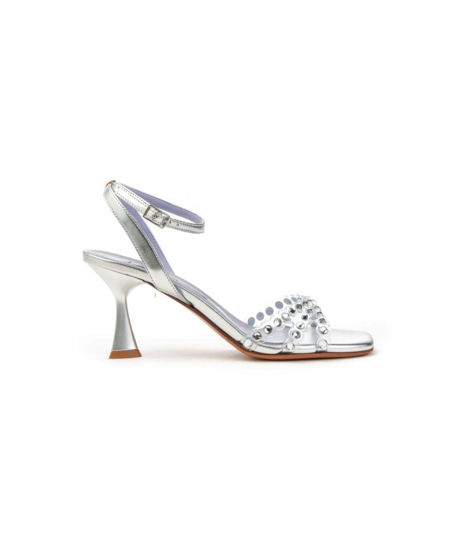 Donna ALBANO | Albano 3393 Sandalo Pvc E Strass Woman Leone Shoes Frosinone Argento