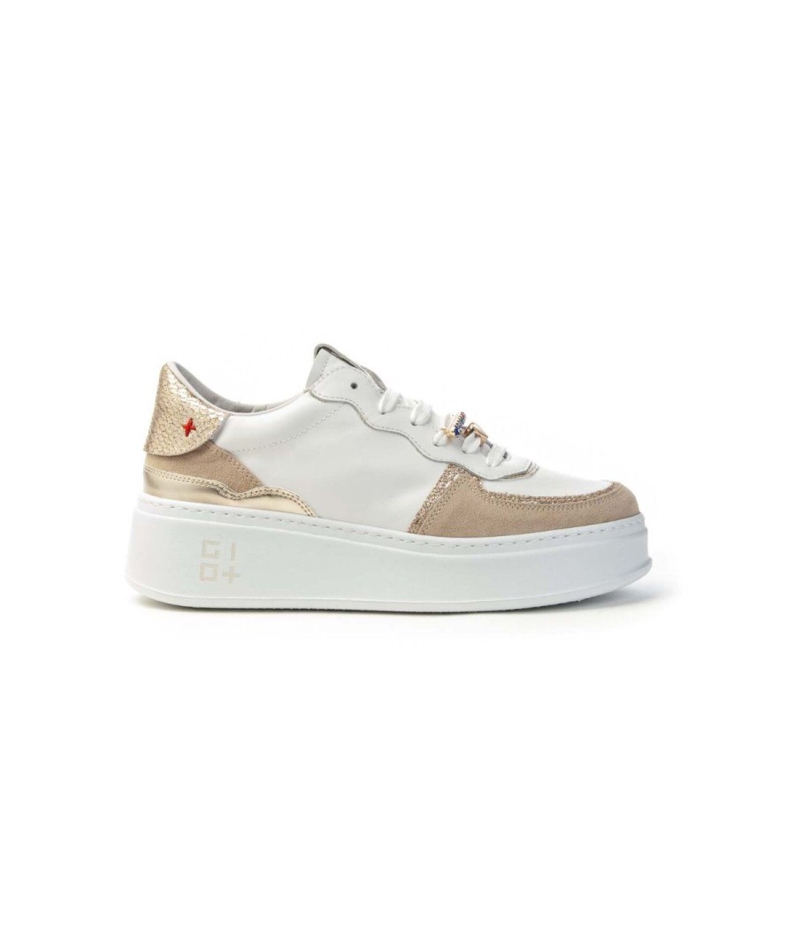 Donna GIO+ | Gio+ Luce03 Sneakers Lacci Basket Donna Leone Shoes Frosinone White/Visone/Gold