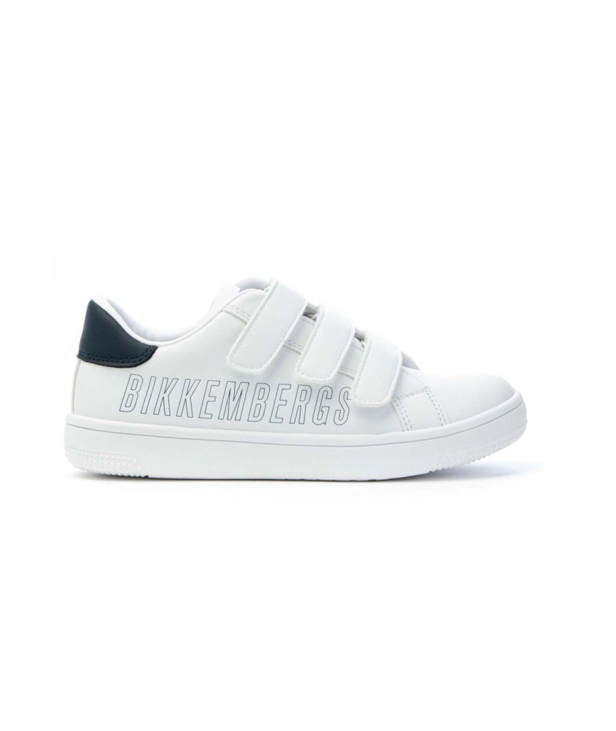 Junior BIKKEMBERGS | Bikkembergs K3B9-20857-1355X336 Sneakers 3 Strappi Junior Leone Shoes Bianco Blu