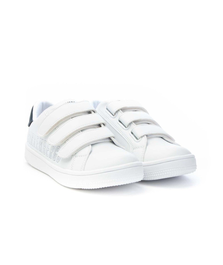 Junior BIKKEMBERGS | Bikkembergs K3B9-20857-1355X336 Sneakers 3 Strappi Junior Leone Shoes Bianco Blu