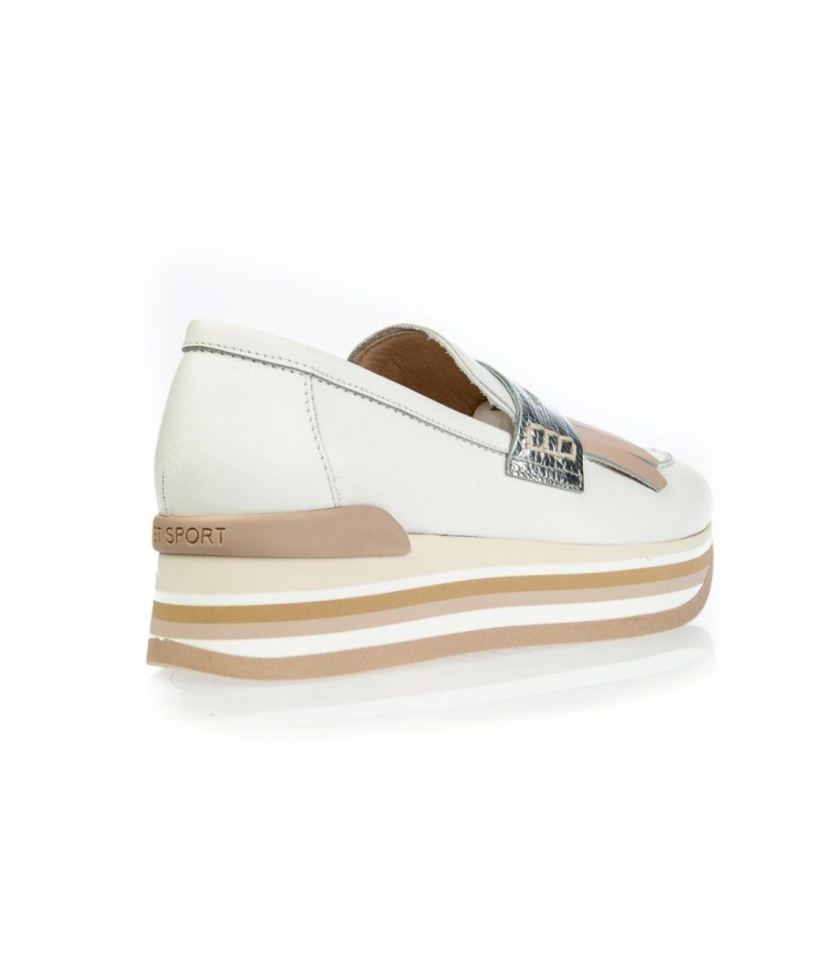 Donna JANET SPORT | Janet Sport Mocassino White Beige Bianco/Argento