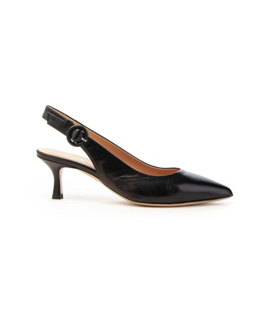 Donna FRANCO RUSSO | Franco Russo 3302S Slingback Tacco 50 Donna Leone Shoes Frosinone Nero