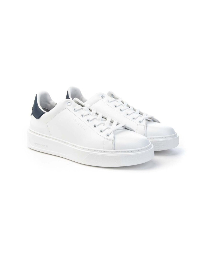 Uomo WOOLRICH | Woolrich Wfm232.001 Sneakers Uomo Classic Court Leone Shoes Frosinone Bianco/Blu