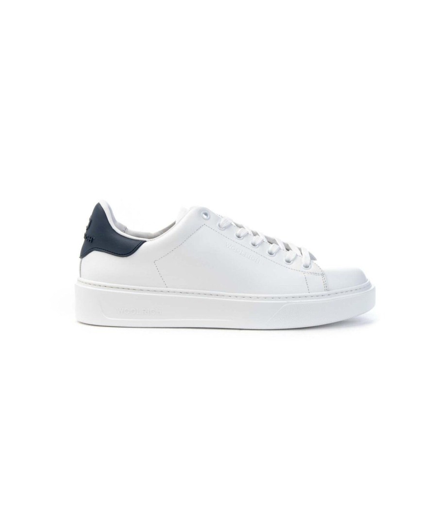 Uomo WOOLRICH | Woolrich Wfm232.001 Sneakers Uomo Classic Court Leone Shoes Frosinone Bianco/Blu