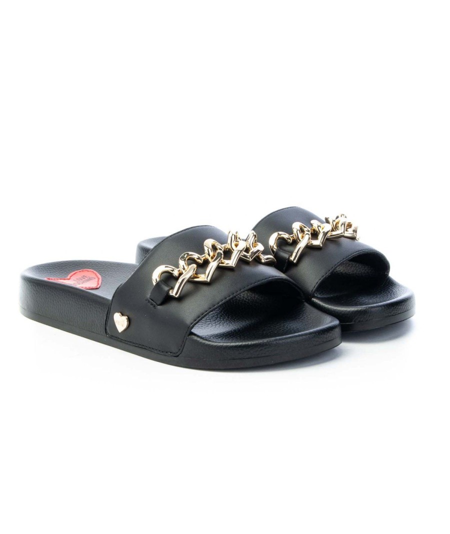 Donna LOVE MOSCHINO | Love Moschino Ja28022G0E Slippers Catena Leone Shoes Nero