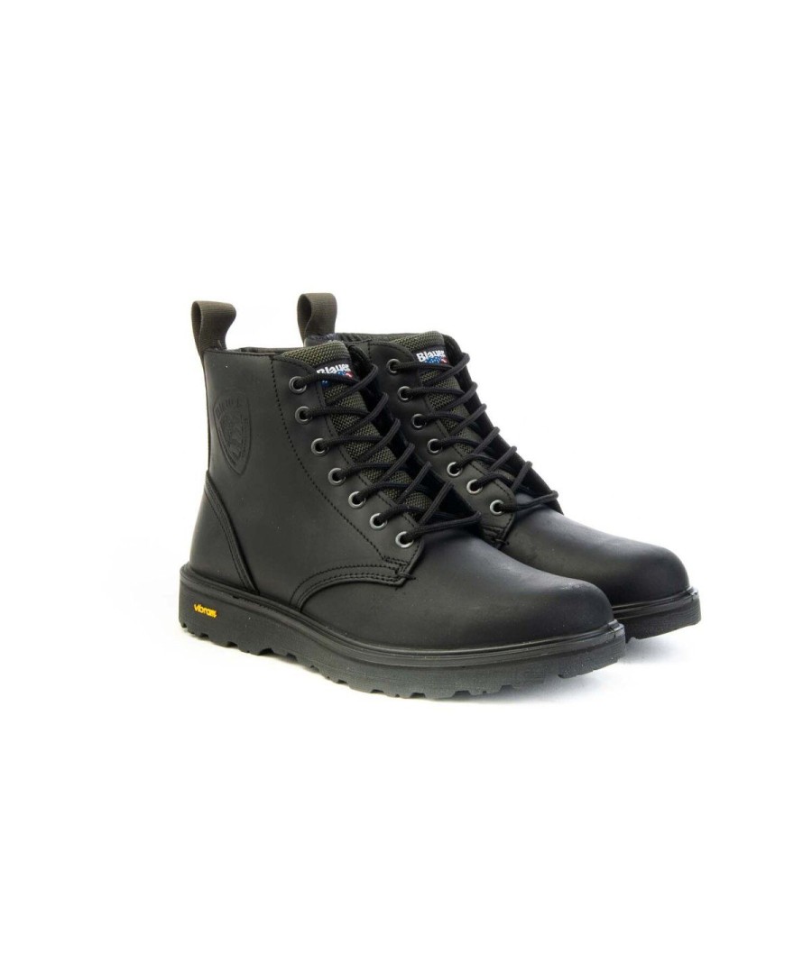 Uomo BLAUER | Blauer F3Guantanamo6/Oil Anfibio Lacci Uomo Leone Shoes Frosinone Nero