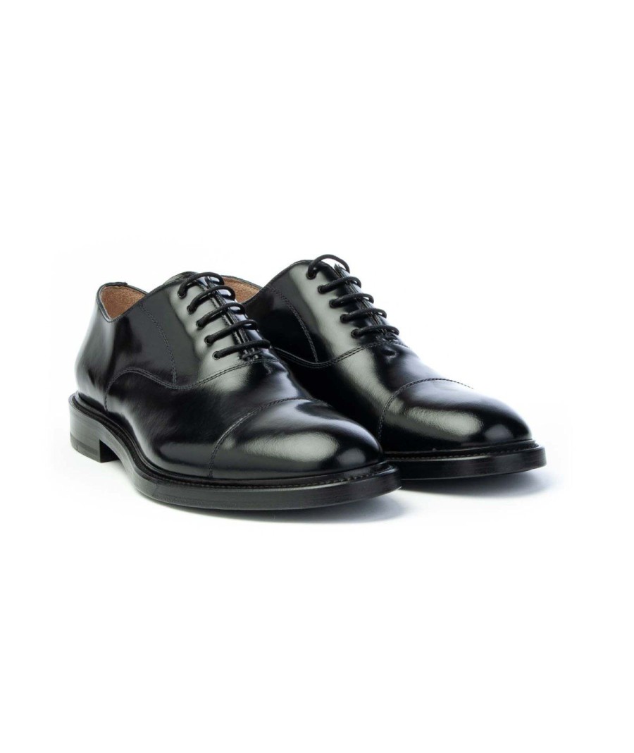 Uomo BRECOS | Brecos Oxford Lacci Fondo Cuoio Nero