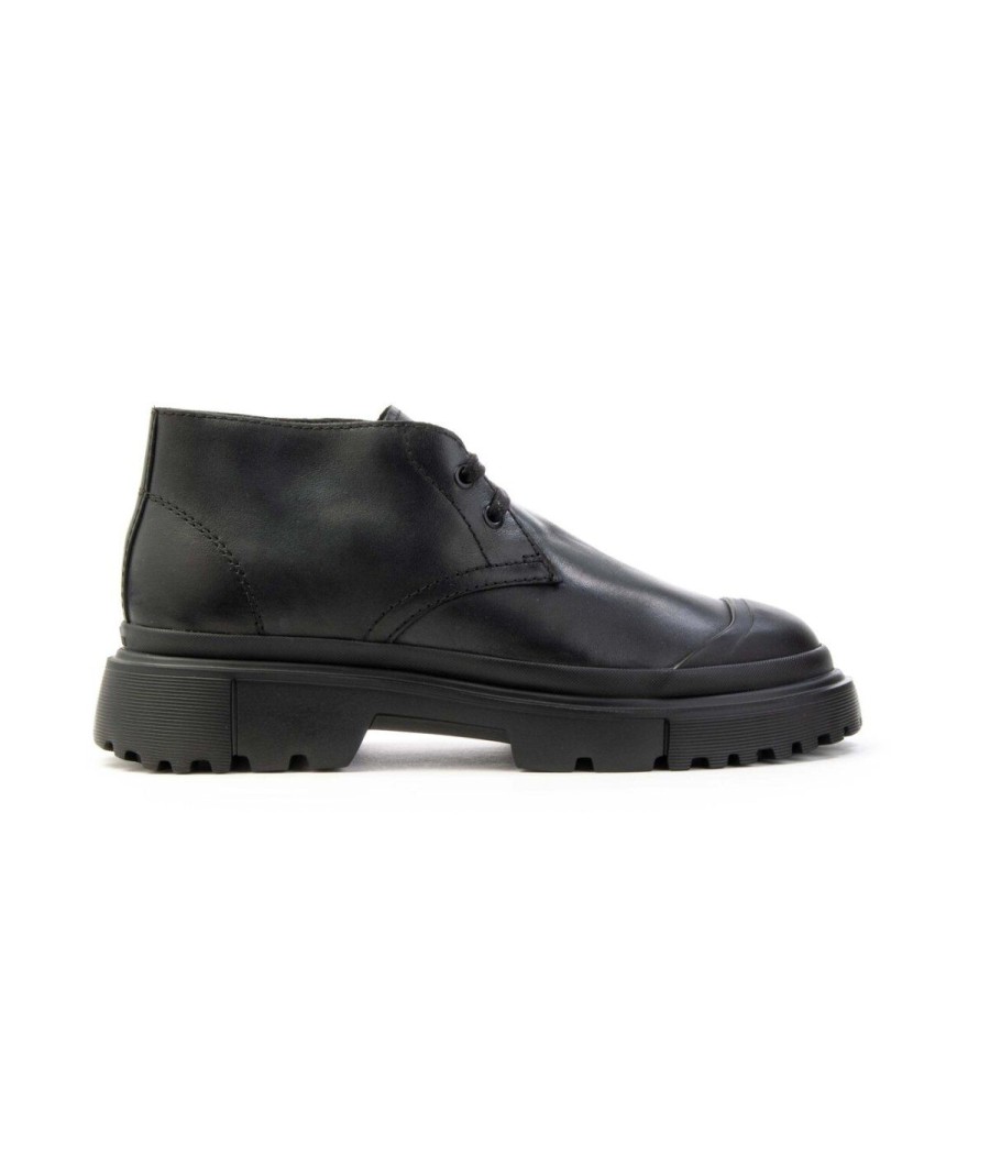 Uomo HOGAN | Hogan Scarpa Hxm6190En20Rvjb999 Polacchino Lacci H619 Uomo Nero