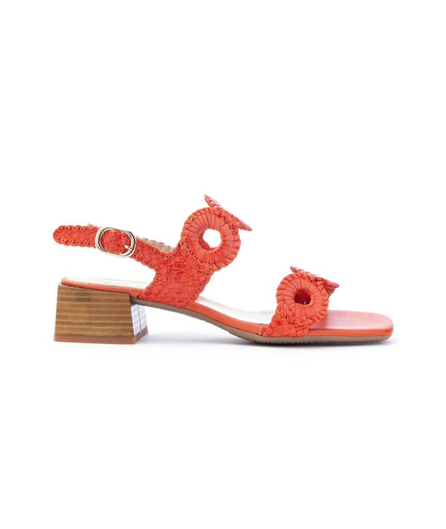 Donna KESS | Kess 22690 Sandalo 2 Fasce Intrecciate Tacco 30 Leone Shoes Arancio