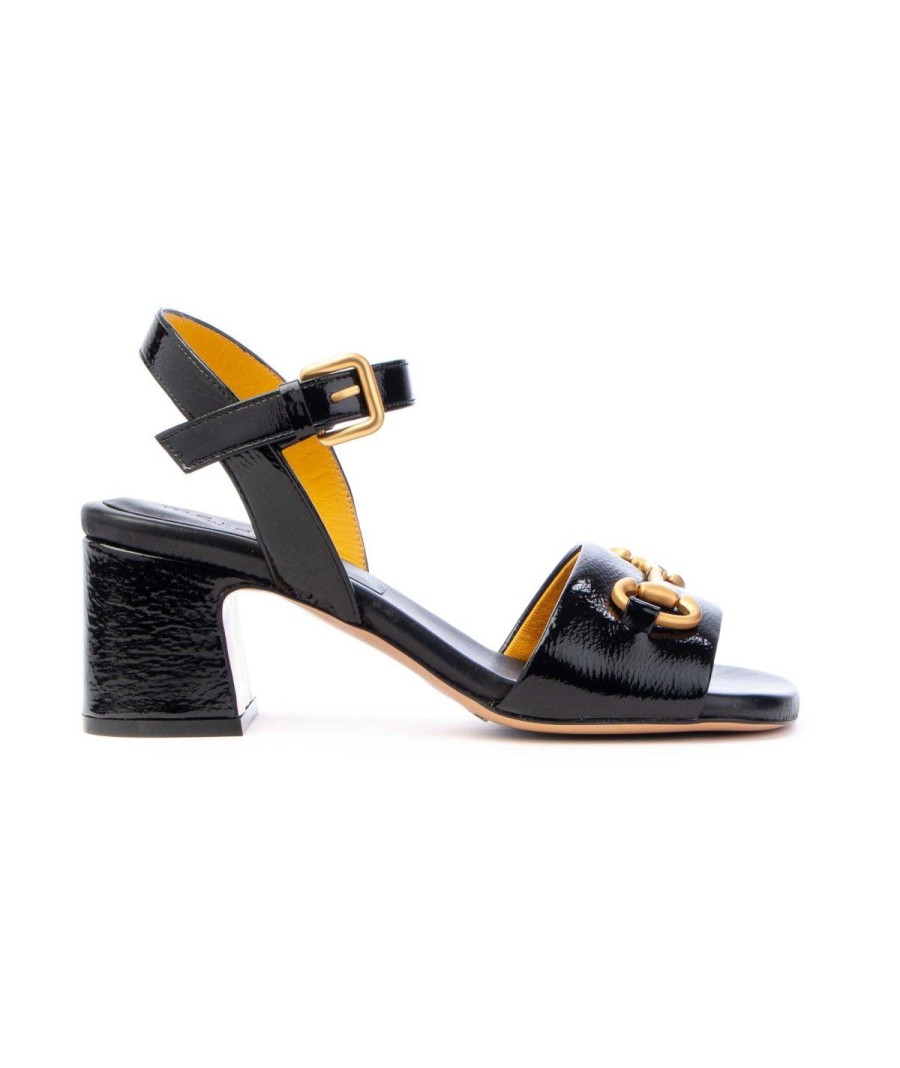 Donna MARA BINI | Mara Bini Q173 Sandalo Fascia Morsetto Tacco 60 Leone Shoes Nero