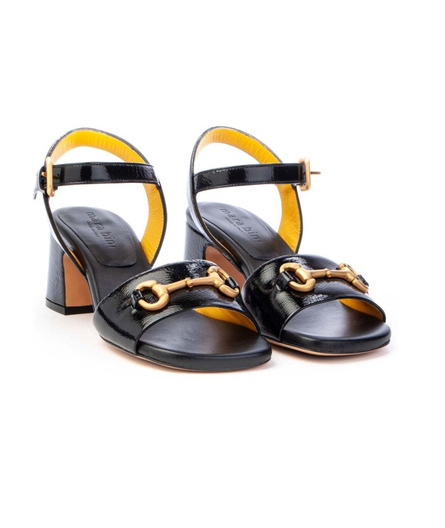 Donna MARA BINI | Mara Bini Q173 Sandalo Fascia Morsetto Tacco 60 Leone Shoes Nero