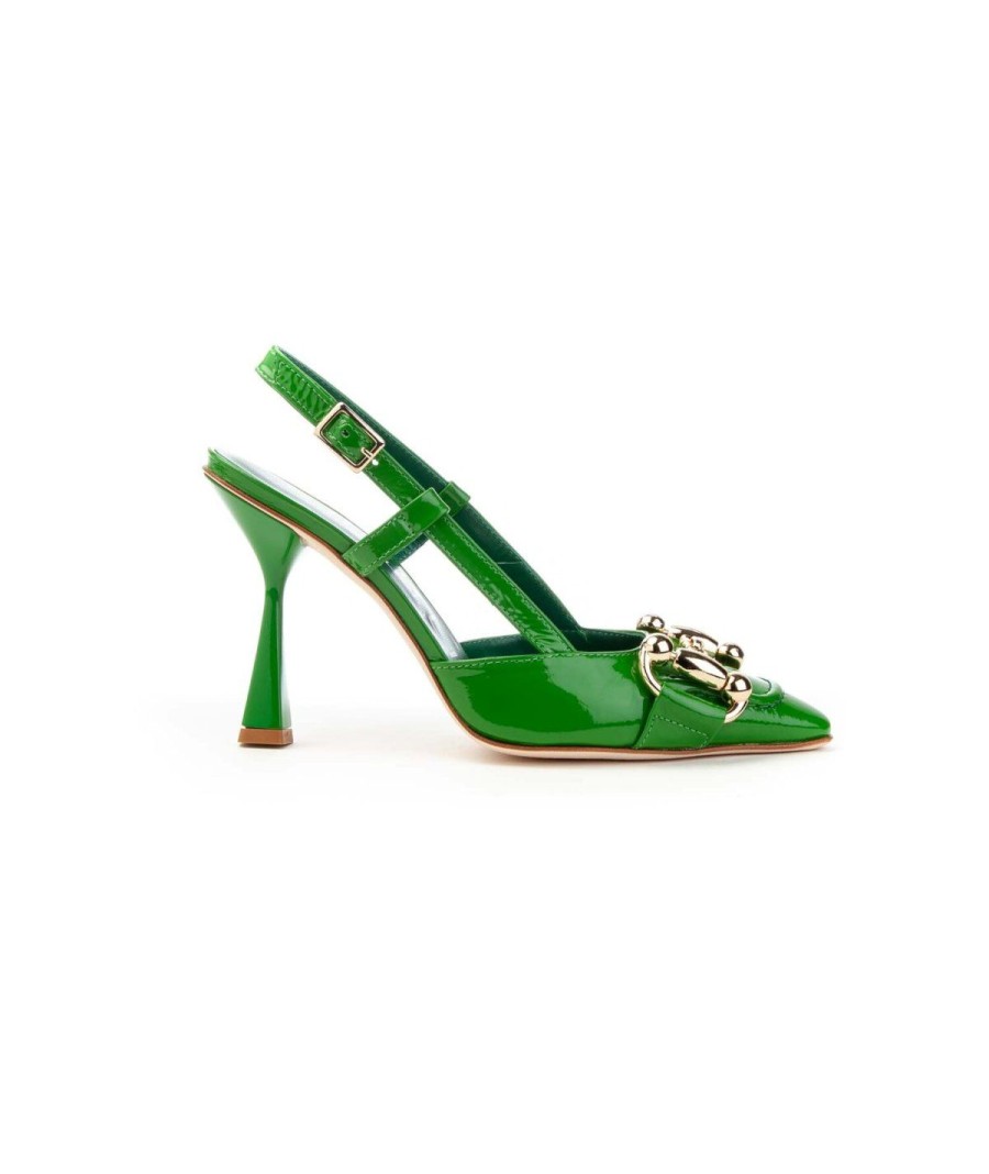 Donna BRUGLIA MILANO | Bruglia Milano 8830 Slingback Morsetto Woman Leone Shoes Frosinone Verde