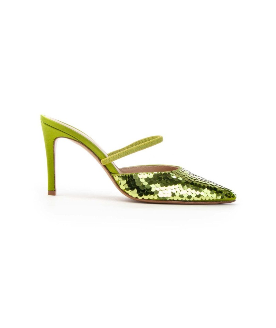 Donna ROBERTO FESTA | Slingback In Raso Di Seta Con Paillettes Posik Leoneshoes Pistacchio