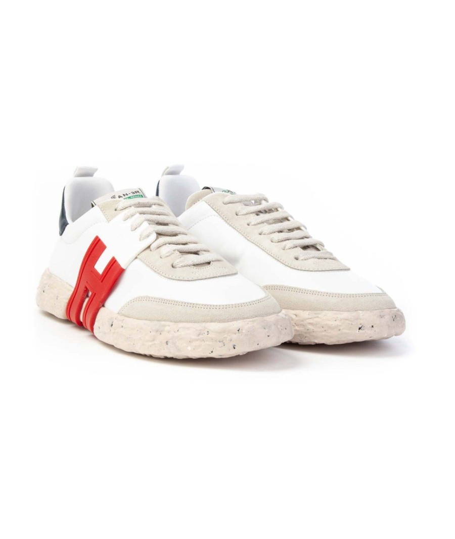 Uomo HOGAN | Hogan-3R H5M5900Dx00Qp9846N Sneakers Lacci Uomo Leone Shoes Bianco/Rosso