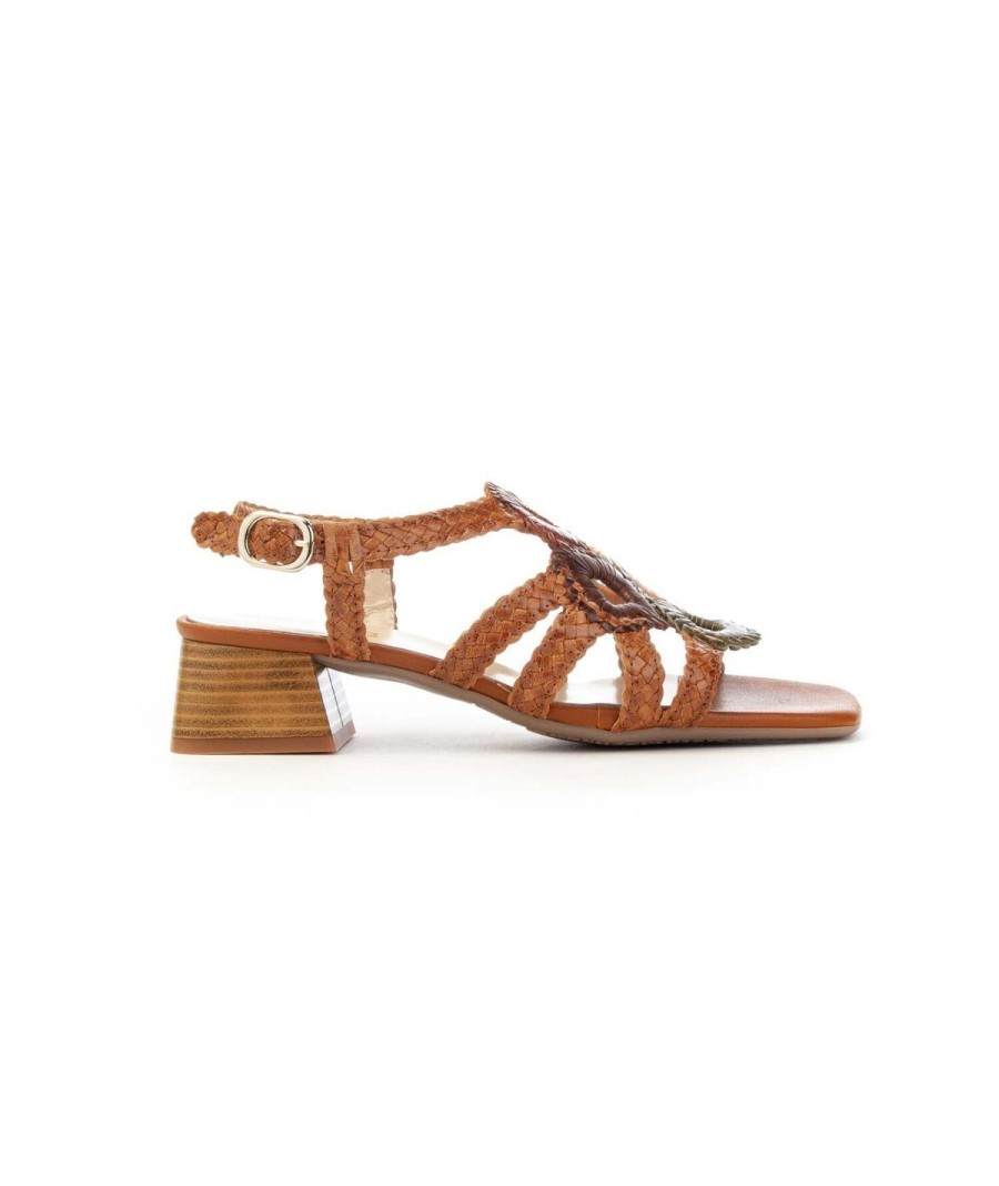 Donna KESS | Kess 21037 Sandalo Intreccio Tacco 30 Leone Shoes Cuoio