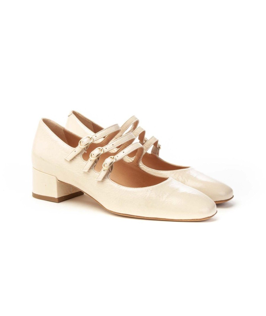 Donna FRANCO RUSSO | Franco Russo 1103S Mary Jane 3 Cinturini Donna Leone Shoes Frosinone Milk