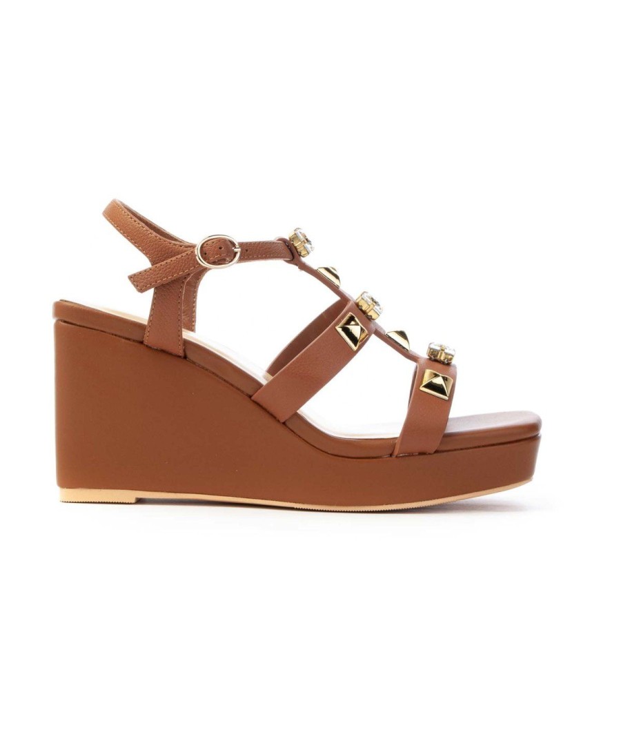 Donna APEPAZZA | Apepazza S2Luck01 Sandali Wedge Sandal Leone Shoes Cuoio