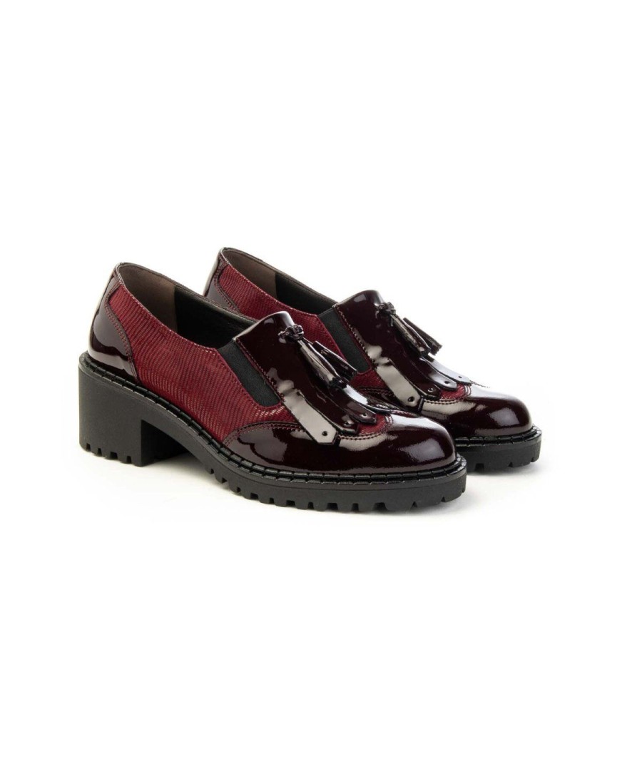 Donna CINZIA VALLE | Cinzia Valle 9735 Mocassino Frangia E Nappine Leone Shoes Frosinone Bordo`