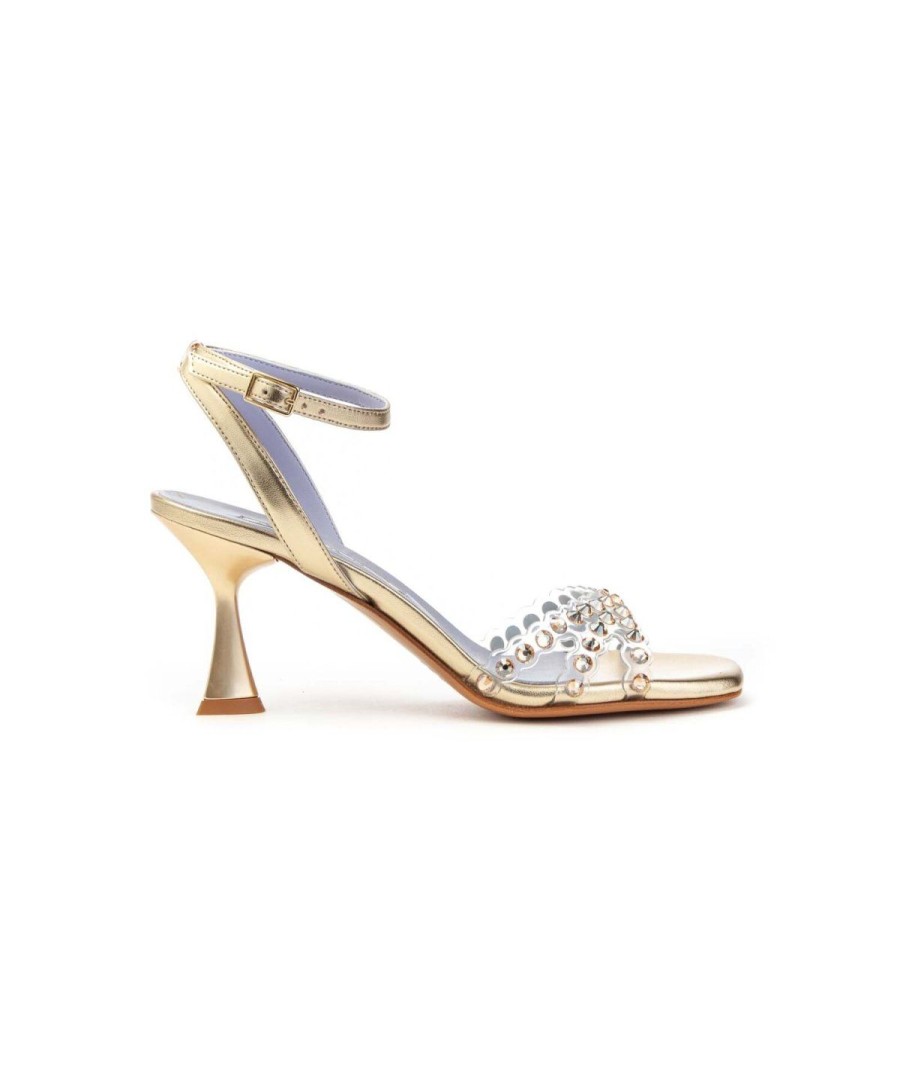 Donna ALBANO | Albano 3393 Sandalo Pvc E Strass Woman Leone Shoes Frosinone Platino