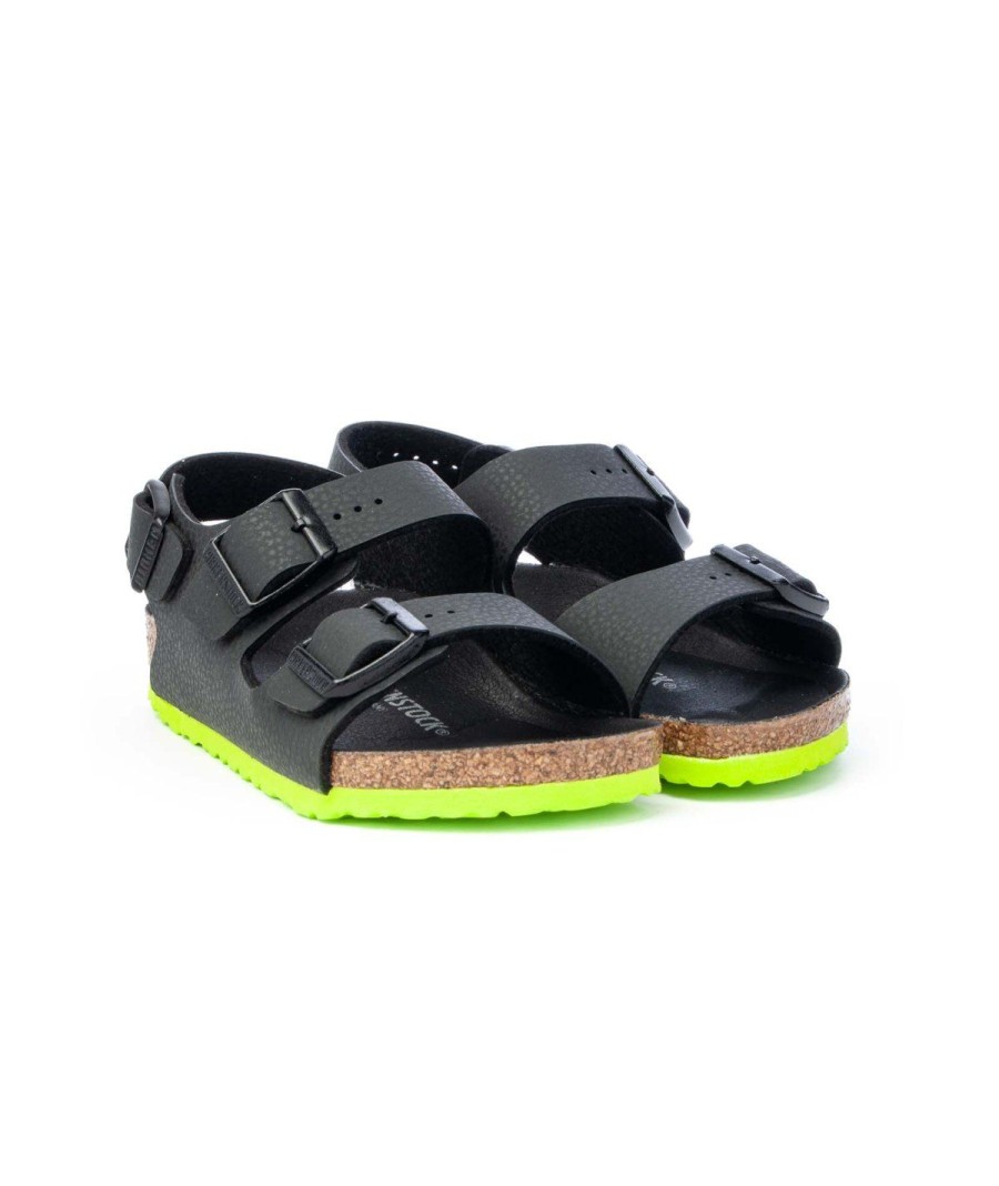 Junior BIRKENSTOCK | Birkenstock Milano 1022129 Kids Desert Soil Lime Black