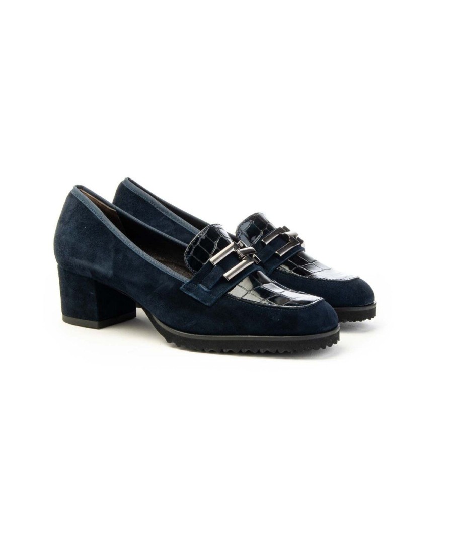 Donna CINZIA VALLE | Cinzia Valle 9754 Mocassino Accessorio Leone Shoes Frosinone Blu