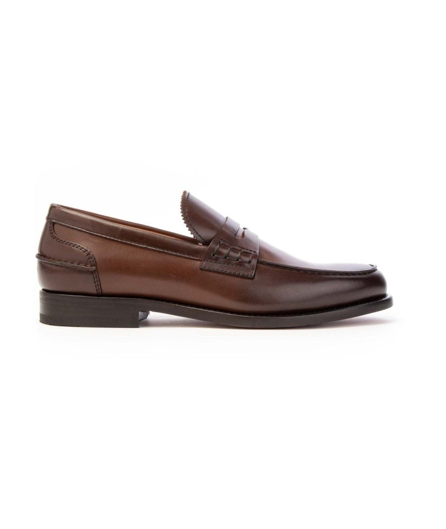 Uomo ROSSI | Rossi 261 Mocassino College Vitello Vintage Leone Shoes Marrone