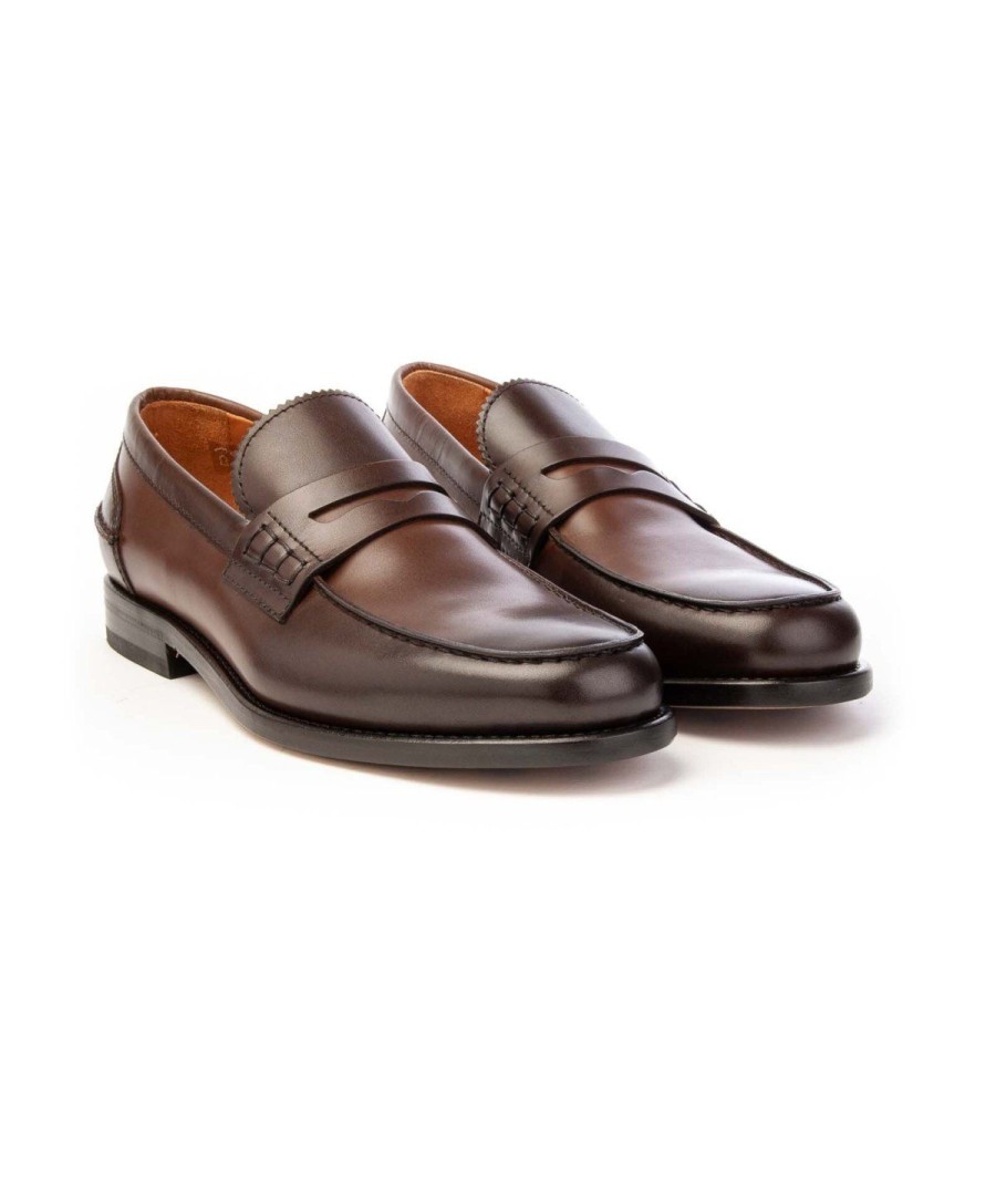 Uomo ROSSI | Rossi 261 Mocassino College Vitello Vintage Leone Shoes Marrone