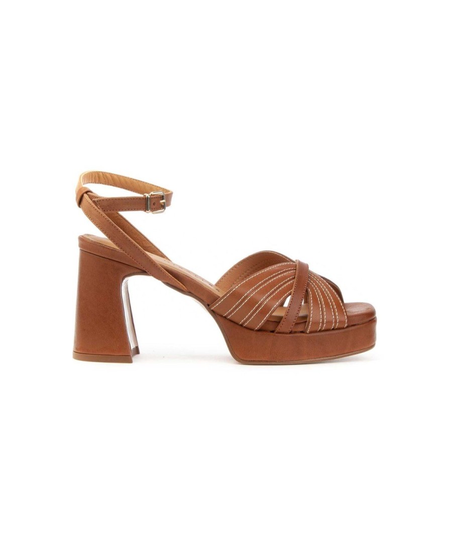 Donna PEDRO MIRALLES | Pedro Miralles 13207 Sandalo Plateau Leone Shoes Frosinone Tabacco