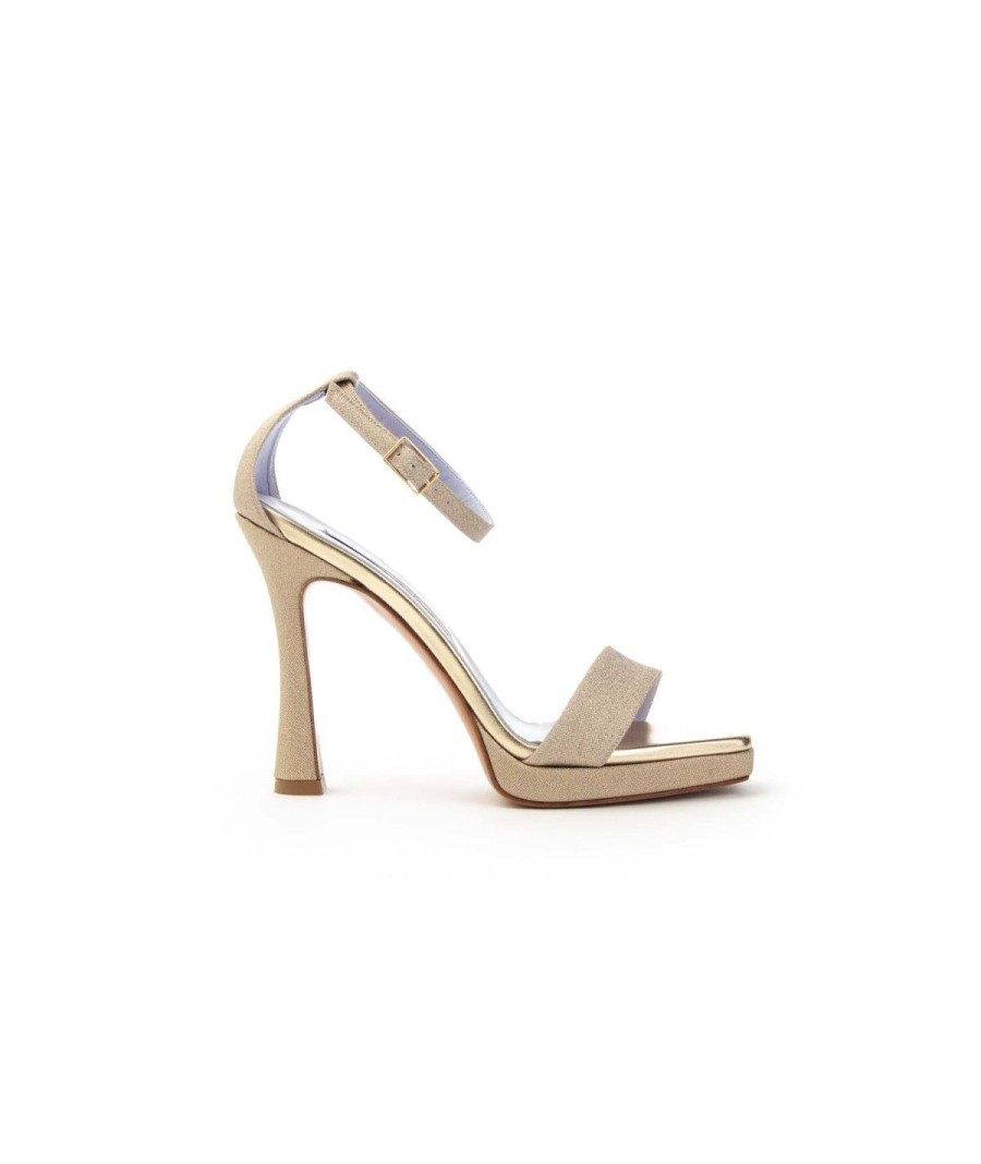 Donna ALBANO | Albano 3208 Sandalo Plateau In Night Woman Leone Shoes Frosinone Platino