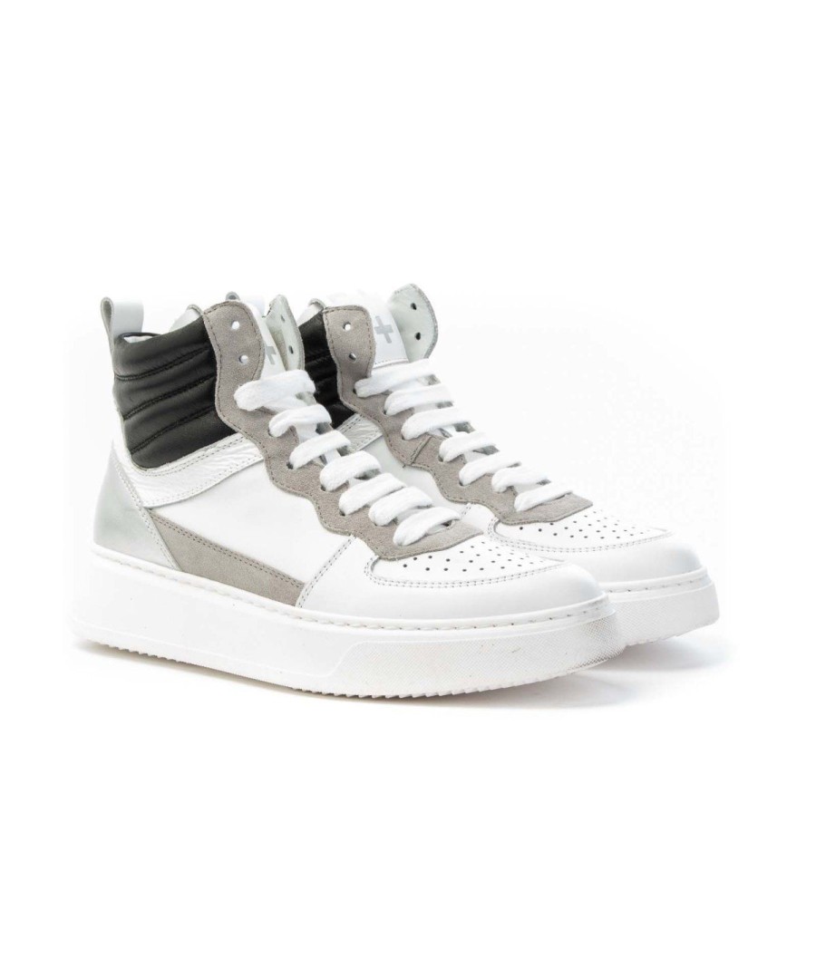 Donna GIO+ | Gio+ G824C Sneakers Basket Alta Leoneshoes Bianco/Argento