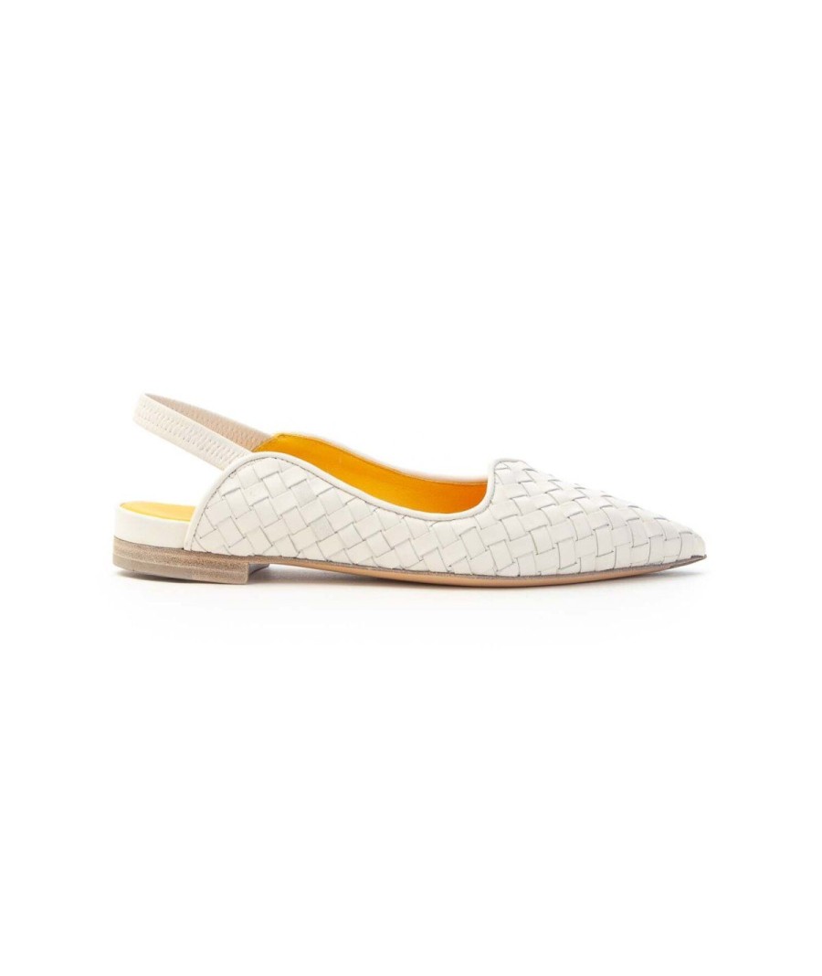 Donna MARA BINI | Mara Bini S240505 Slingback Nappa Intrecciata Leone Shoes Frosinone Gesso