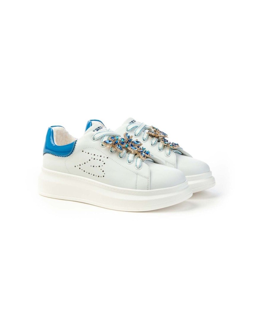 Donna TOSCA BLU STUDIO | Tosca Blu Ss2402S016 Sneaker Glamour Donna Leone Shoes Frosinone Bianco/Azzurro