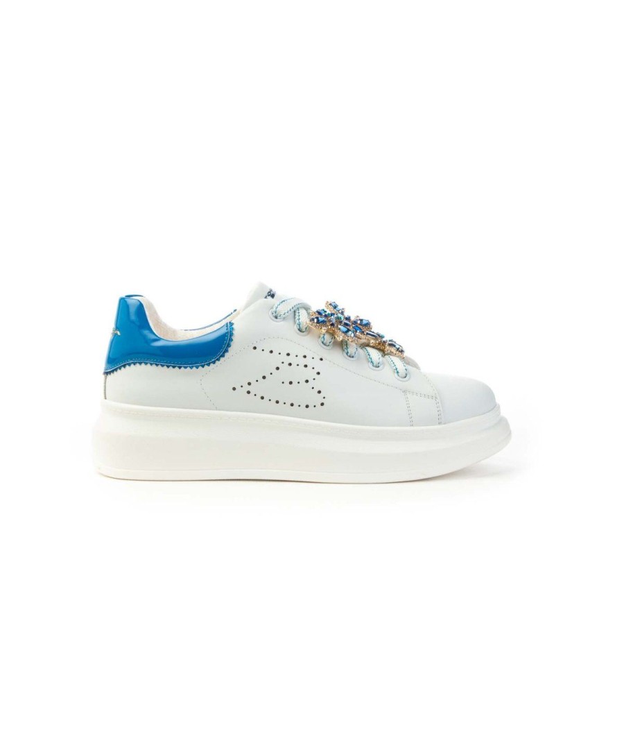 Donna TOSCA BLU STUDIO | Tosca Blu Ss2402S016 Sneaker Glamour Donna Leone Shoes Frosinone Bianco/Azzurro