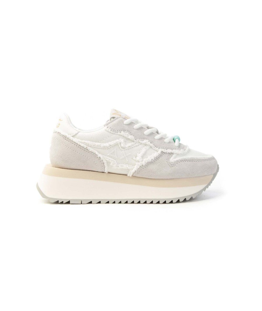 Donna SUN68 | Sun68 Z34216 Big Stargirl Canvas Sneaker Donna Leone Shoes Frosinone Panna