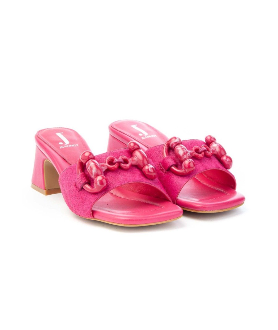 Donna JEANNOT | Jeannot 556 Ciabatta Cavallino Morsetto Tacco 50 Leone Shoes Fuxia