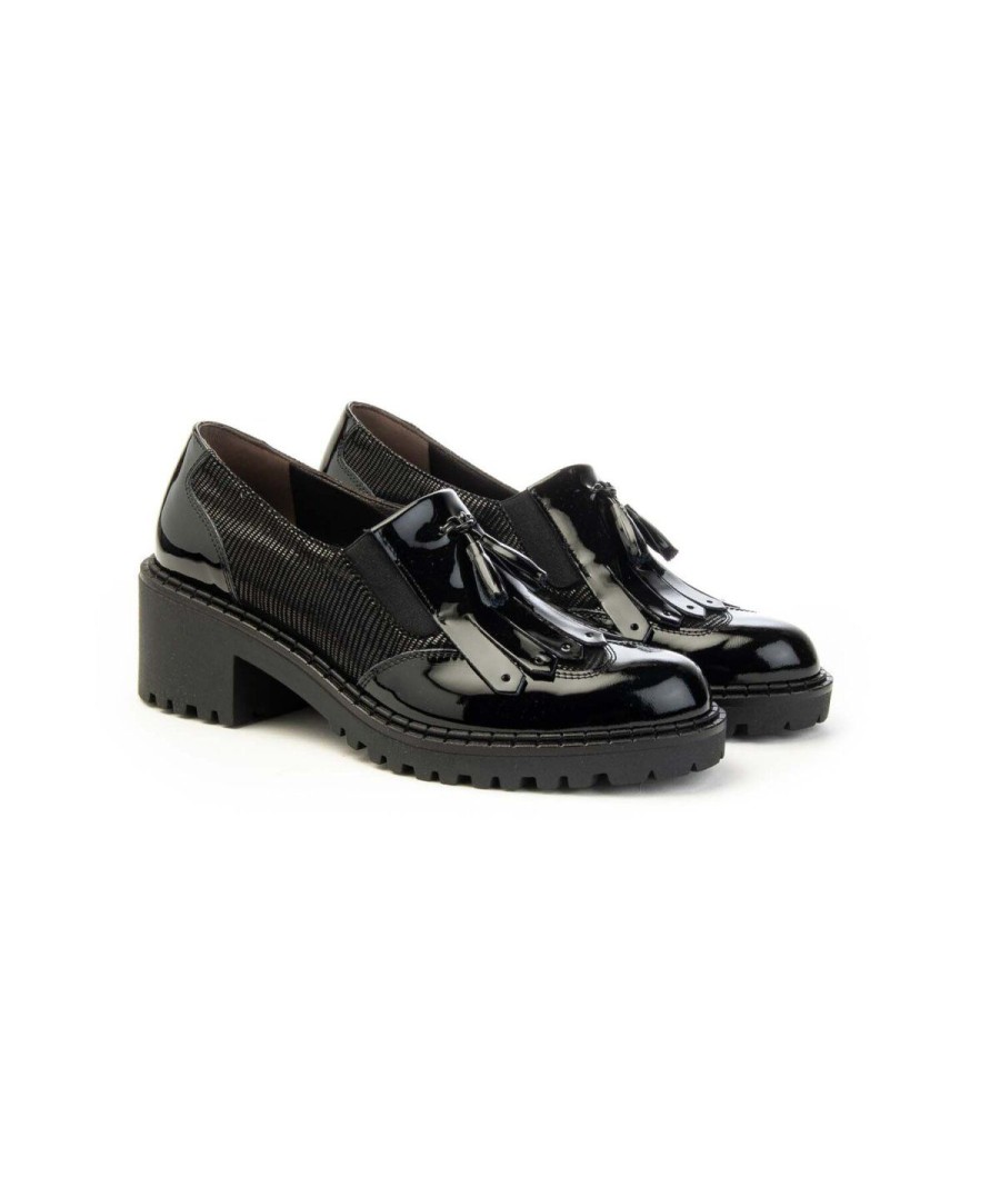 Donna CINZIA VALLE | Cinzia Valle 9735 Mocassino Frangia E Nappine Leone Shoes Frosinone Nero