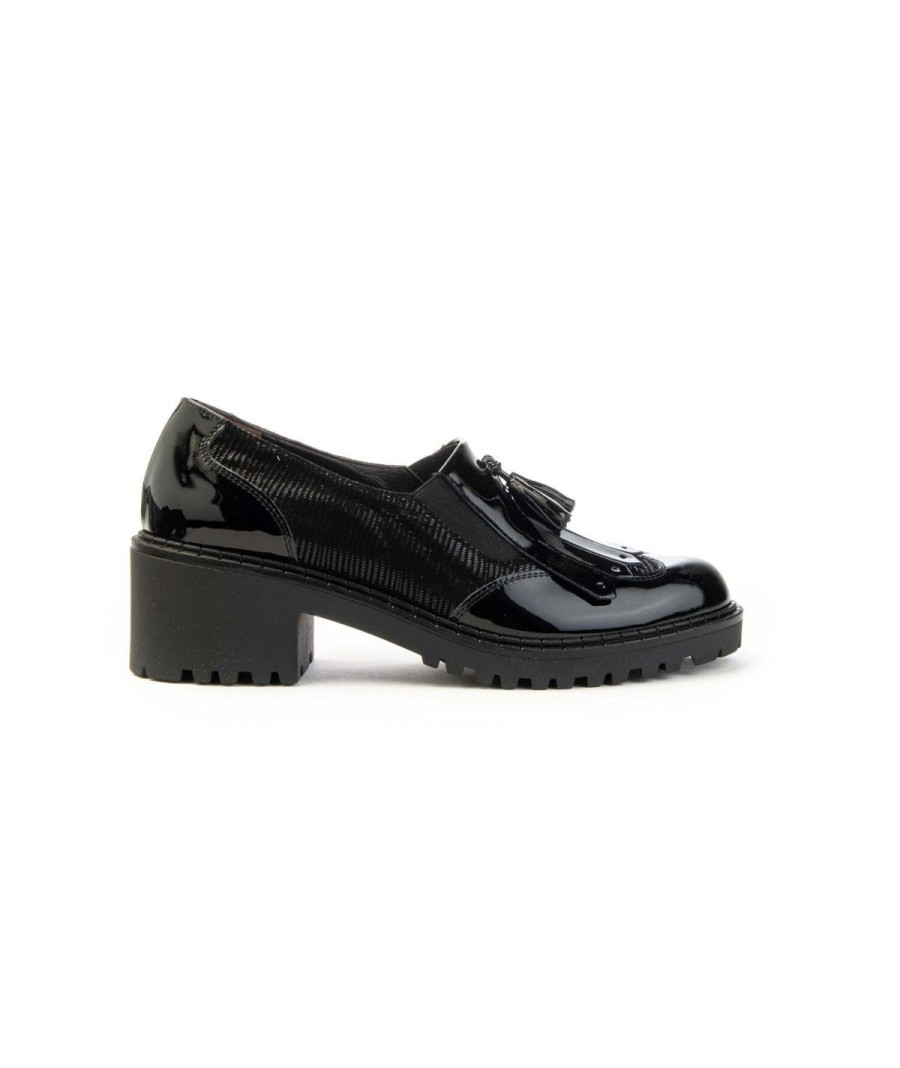 Donna CINZIA VALLE | Cinzia Valle 9735 Mocassino Frangia E Nappine Leone Shoes Frosinone Nero