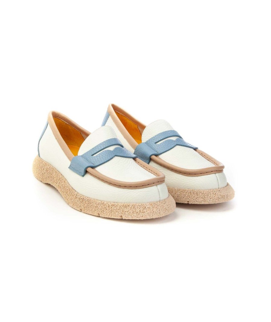 Donna MARA BINI | Mara Bini S146 Mocassino Bicolore Panna