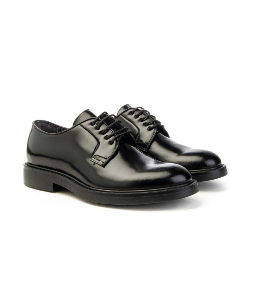 Uomo BRECOS | Brecos 11531 Derby Lacci Uomo Nero