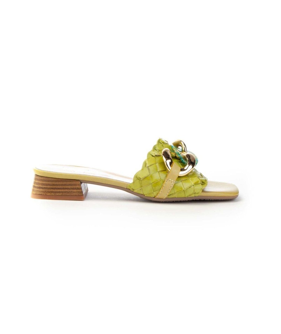 Donna KESS | Kess 23001 Sandalointreccio Pelle Leone Shoes Frosinone Lime