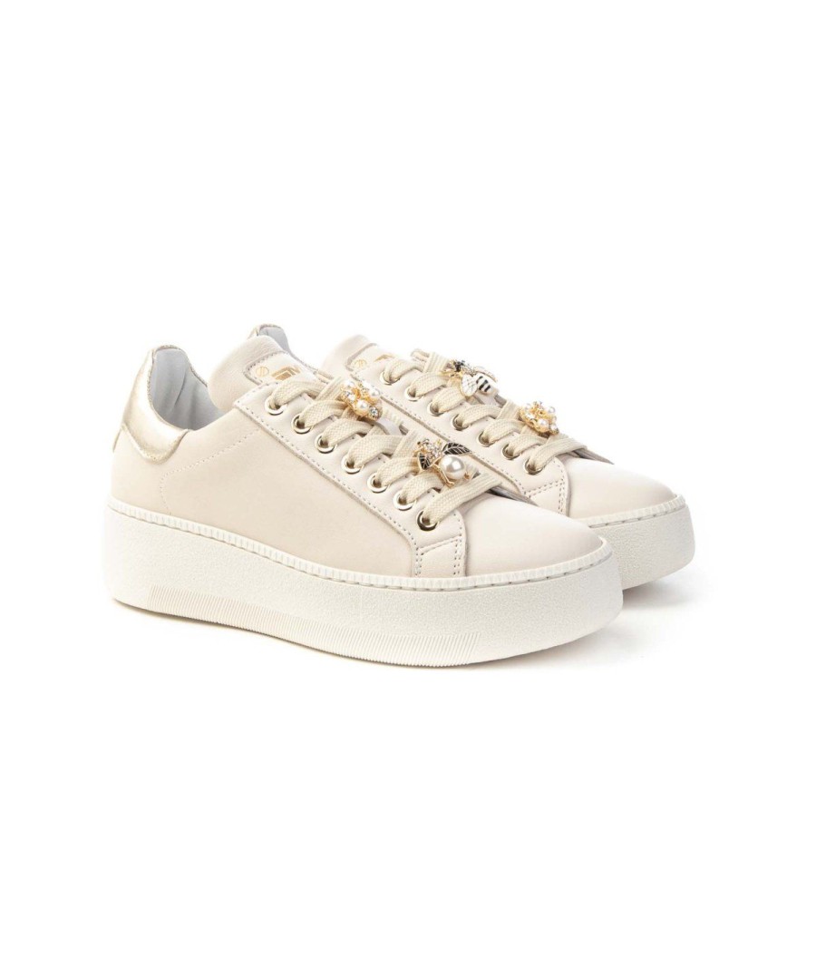 Donna MELINE | Meline Pf249 Acc Sneakers Donna Ape Donna Leone Shoes Frosinone Panna/Platino