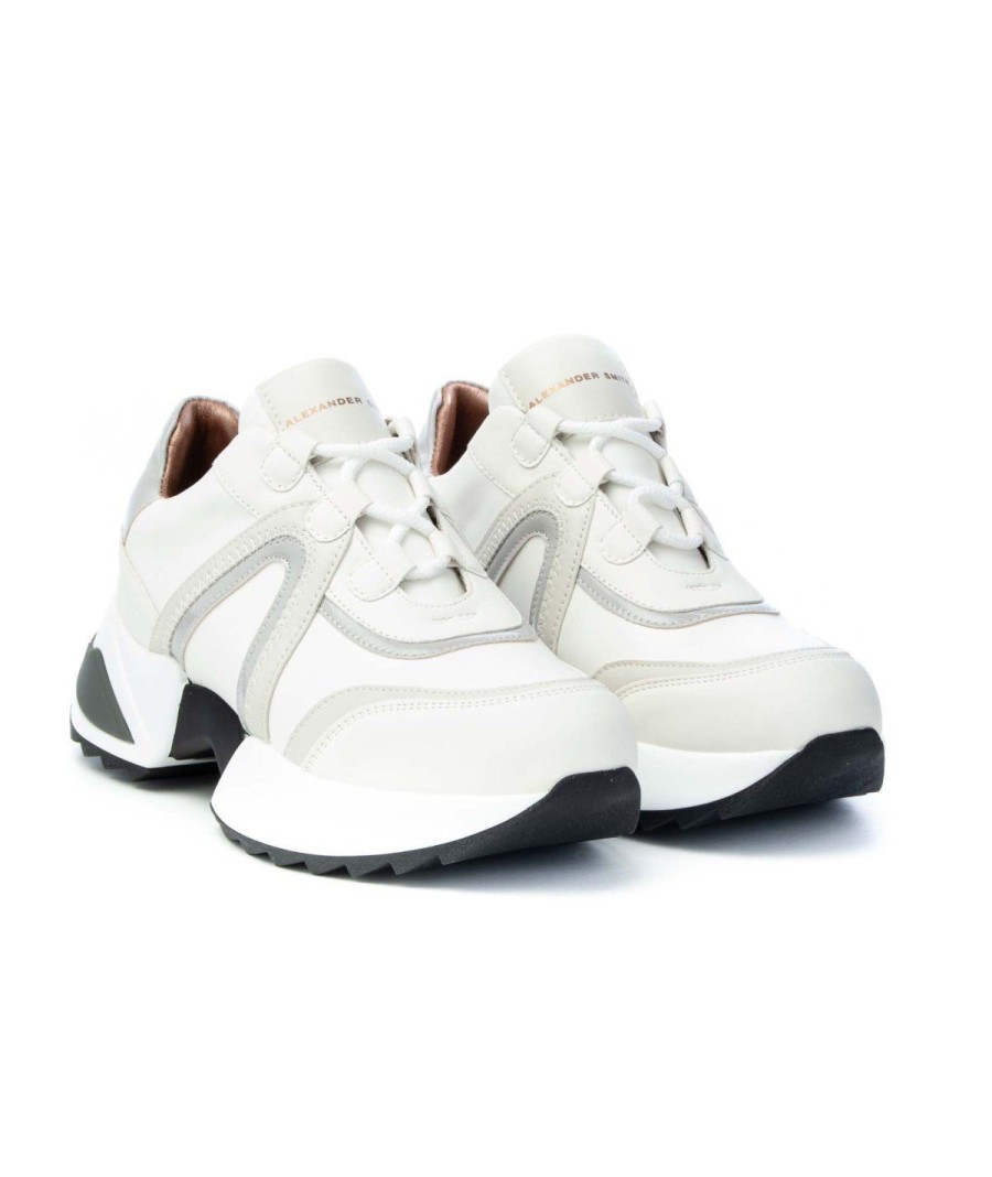 Donna ALEXANDER SMITH | Alexander Smith Aum2D80 Sneakers Marble Woman Leone Shoes White Grey