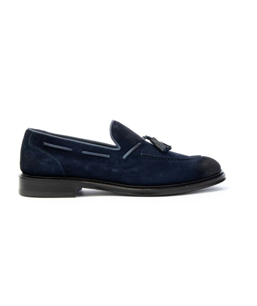 Uomo BRECOS | Brecos 10049 Mocassino Nappine Fondo Cuoio Leone Shoes Blu