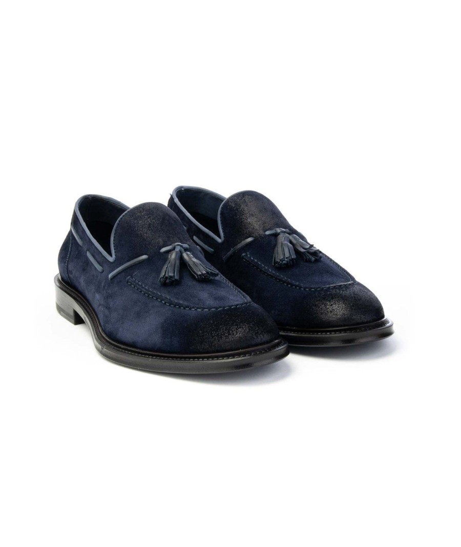 Uomo BRECOS | Brecos 10049 Mocassino Nappine Fondo Cuoio Leone Shoes Blu