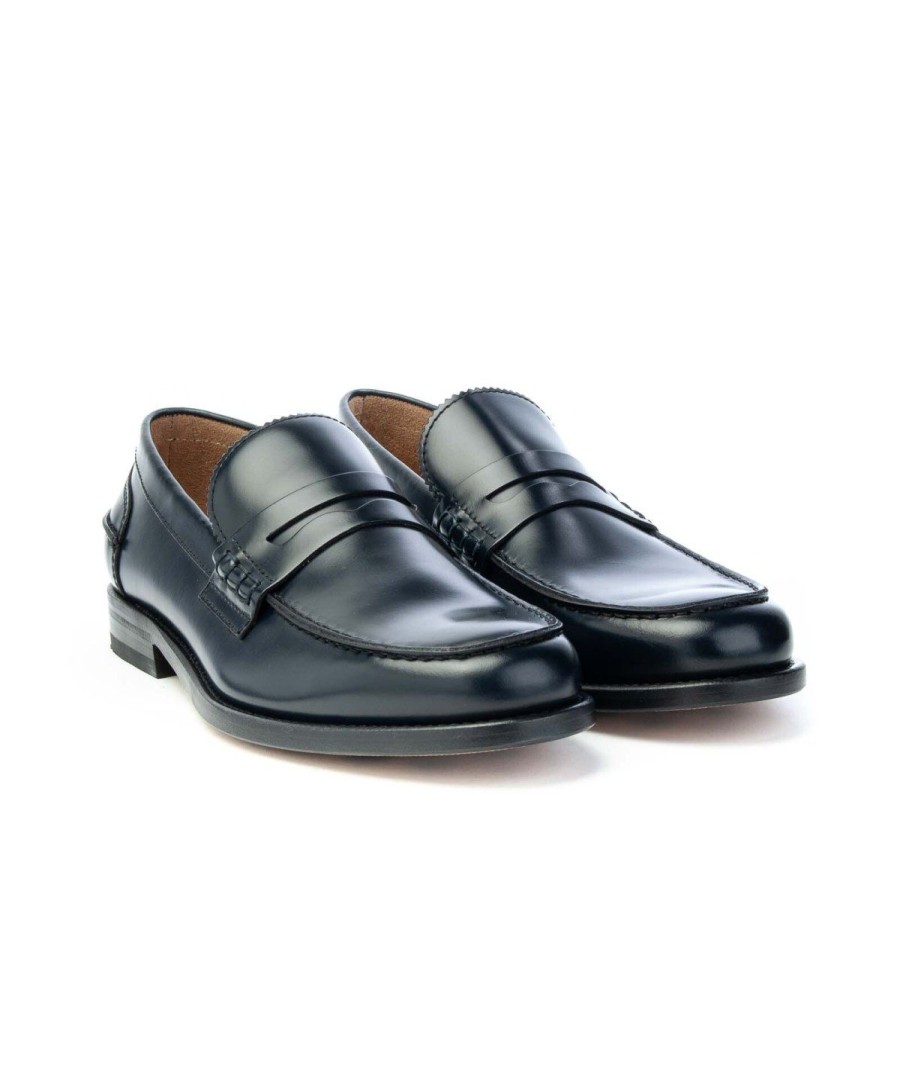 Uomo ROSSI | Rossi 262 Mocassino College Vitello Spazzolato Leone Shoes Blu