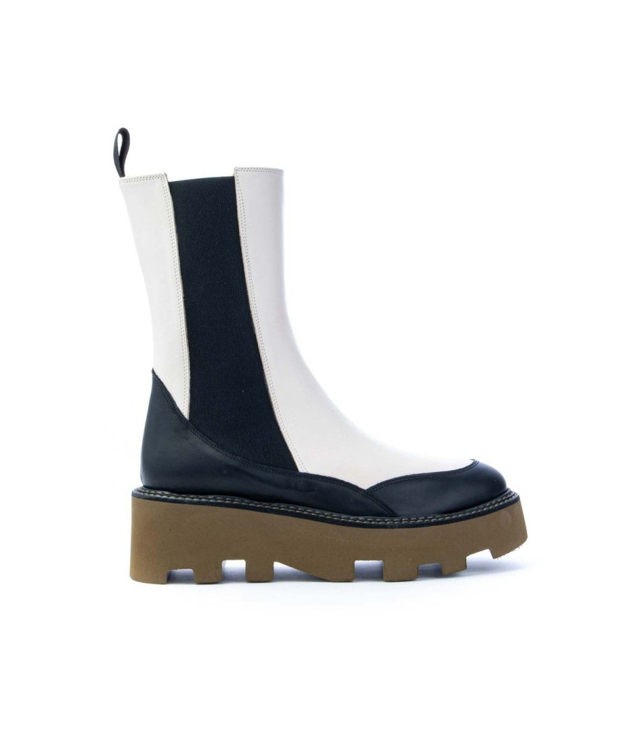 Donna ROBERTO FESTA | Roberto Festa Arrubia Chelsea Boot O Beatles Donna Leone Shoes Nero/Beige