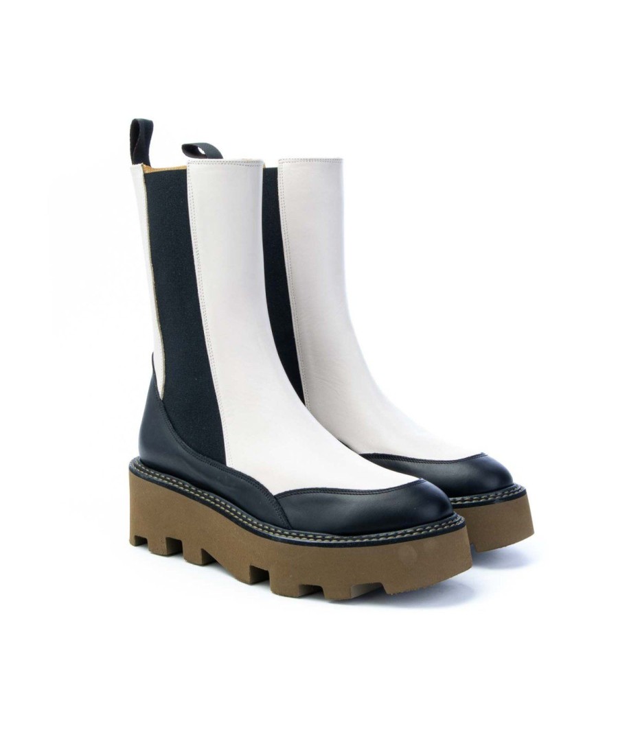 Donna ROBERTO FESTA | Roberto Festa Arrubia Chelsea Boot O Beatles Donna Leone Shoes Nero/Beige